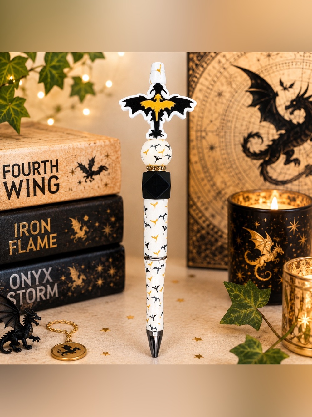 Fourth Wing Novelty Dragon Beaded Pen